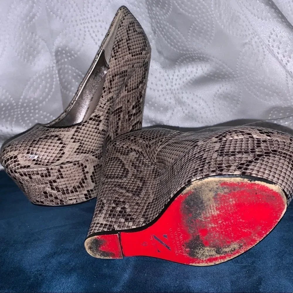 Z Sergio Zelcer Snakeskin Platform Wedges